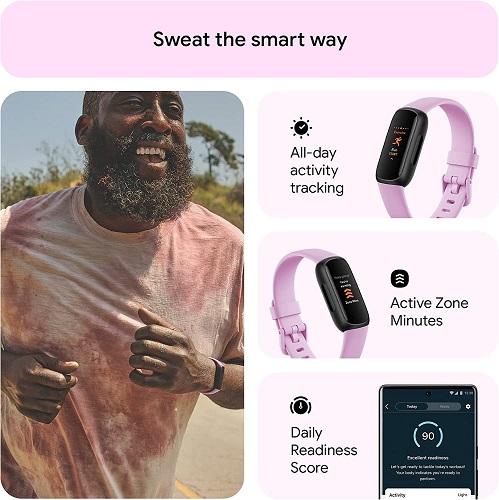Fitbit Inspire 3 Health & Fitness Tracker with Stress Management, Workout Intensity, Sleep Tracking, 24/7 Heart Rate and more, Lilac Bliss/Black, One Size