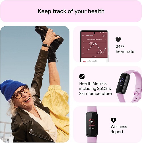 Fitbit Inspire 3 Health & Fitness Tracker with Stress Management, Workout Intensity, Sleep Tracking, 24/7 Heart Rate and more, Lilac Bliss/Black, One Size