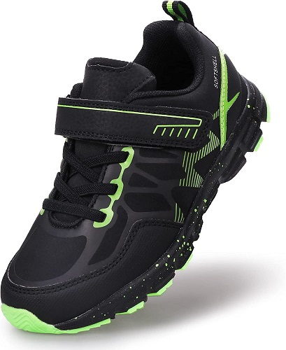 UOVO Boys Shoes Boys Sneakers Boys Tennis Running Hiking Shoes Kids Athletic Outdoor Sneakers Non-Slip Comfortable(Little/Big Boys) Black/Green