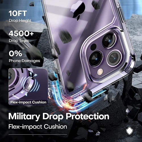 TAURI [5 in 1] 1X Clear Case [Not-Yellowing] with 2X Tempered Glass Screen Protector + 2X Camera Lens Protector, [Military-Grade Drop Protection] Slim Phone Case 6.7 Inch - for iPhone 14 Pro Max Case 