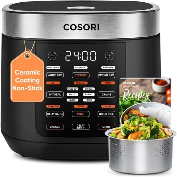 Cosori Rice Cooker 10 Cup Fuzzy Logic Black