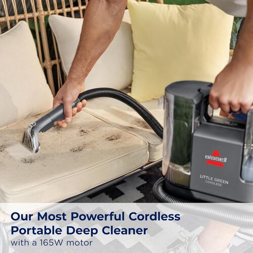 BISSELL Little Green Cordless Carpet Cleaner on carpet