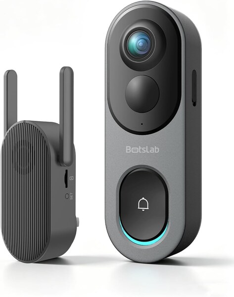 BOTSLAB 5MP Wireless Video Doorbell Camera with 180 Degree Head-to-Toe View, AI Motion Detection, Package Detection, 32GB SD Card