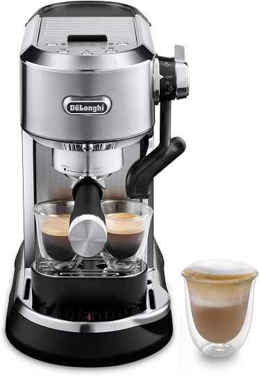 Dedica Maestro Plus Espresso Machine with Automatic Steam Wand for Latte, Cappuccino, Coffee, Stainless Steel, EC950M By De'Longhi 