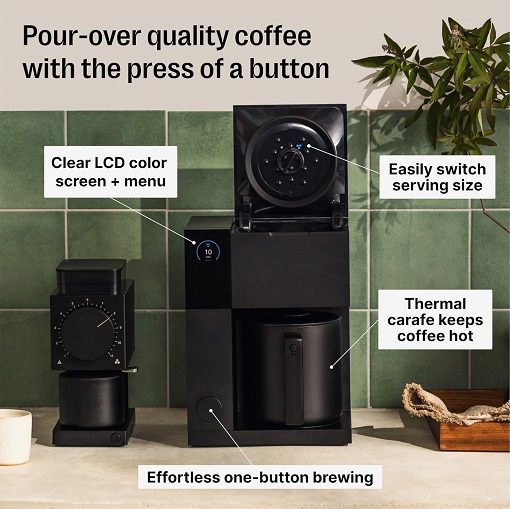 Fellow Aiden Precision Coffee Maker - Interchangeable single-serve and batch brew baskets.