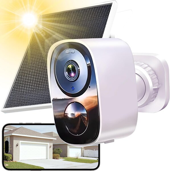 HITELLARCAM 2K Wireless Outdoor Security Camera with Solar Panel, AI Motion Detection, Spotlight, Siren, 2-Way Talk
