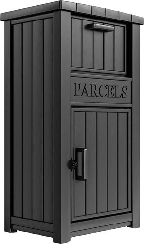 Package Delivery Box for Outside, Large Parcel Drop Box with Lockable Secure, Waterproof and Anti-Theft Storage for Porch, Curbside, House (Black) Buy at Amazon