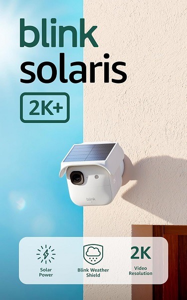 Blink Solaris 2K+ solar powered wireless security camera front view