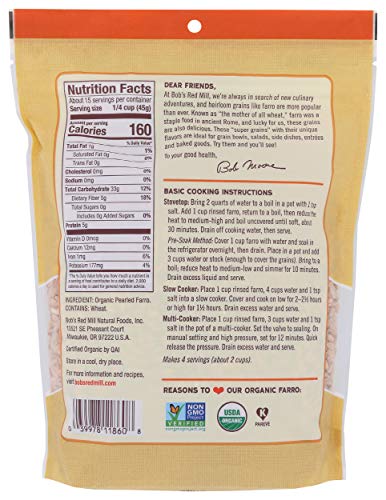BOBS RED MILL Organic Whole Grain Farro, 24 OZ