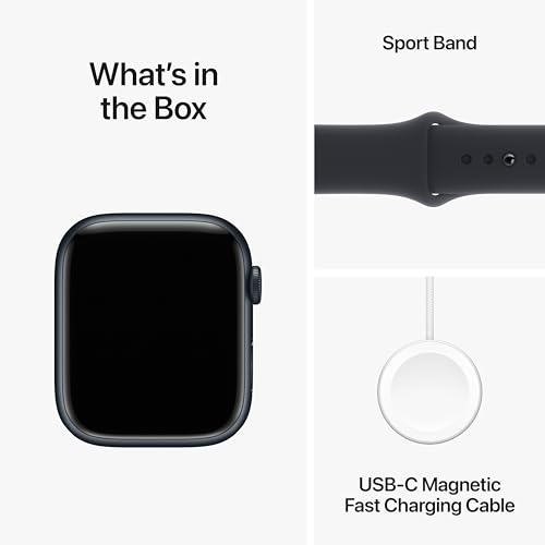 Apple Watch Series 9 Midnight Aluminum Case with Midnight Sport Band.