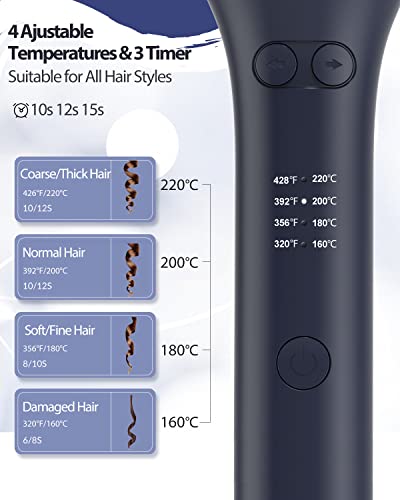 Automatic Hair Curler, Automatic Curling Iron Wand with 4 Temps & 3 Timer Settings & 1" Large Rotating Barrel , Ceramic Rotating Hair Curler with Dual Voltage, Auto Shut-Off for Hair Styling