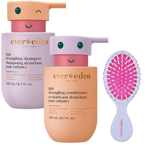 Evereden kids hair duo shampoo conditioner with detangler brush