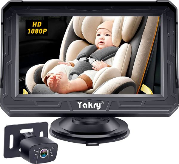 Baby Car Camera Mirror - 360° Rotation HD 1080P with Display Carseat Mirrors Rear Facing Infant Crystal Night Vision & 150° Wide View - 5 Mins Easy to Install Y60