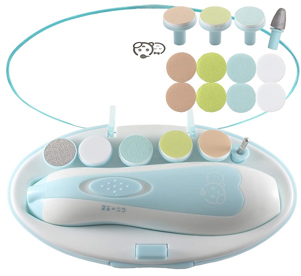 Baby Nail Clippers 20 in 1 by Royal Angels Baby | Safe Electric Baby Nail Trimmer, Baby Nail File Kit, Additional Replacement Heads, Newborn Toddler Toes and Fingernails, Trim and Polish