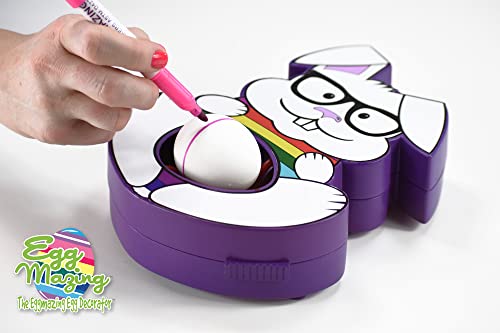 The Eggmazing Egg Decorator Kit - Includes Bunny Egg Decorating Spinner Arts and Crafts Set with 8 Colorful Quick Drying Markers [Packaging May Vary]