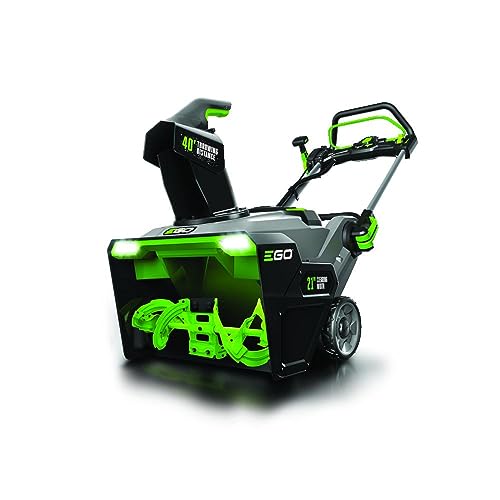 EGO Power+ SNT2112 21-Inch 56-Volt Lithium-Ion Cordless Snow Blower with Steel Auger - (2) 5.0Ah Batteries and Dual Port Charger Included, Black
