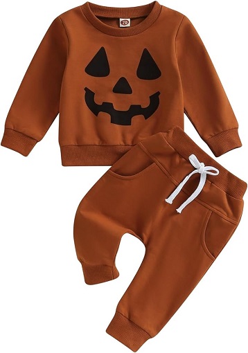 Baby boy Halloween pants outfits with long shirts, pumpkin sweatshirts, and pants. Infant boy fall Halloween clothes