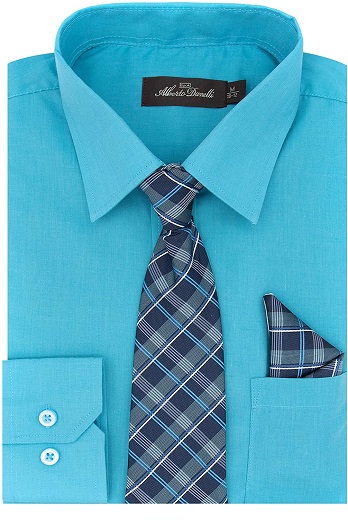 Alberto Danelli's Boys Long Sleeve Dress Shirt with Matching Tie and Handkerchief, 4, Tropicana