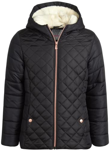 KENSIE GIRL Girls' Winter Jacket – Weather Resistant Lightweight Quilted Bubble Puffer Windbreaker Coat (7-16), Size 14/16, Black