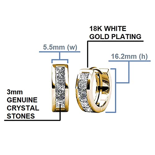 Cate & Chloe Giselle 18k White Gold Plated Crystal Hoop Earrings with Crystals, Beautiful Sparkling Silver Small Hoops Earring Set, Wedding Anniversary Fashion Jewelry - Hypoallergenic (Yellow Gold)