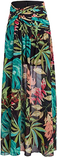Patbo, Tropicalia Hi-Slit Maxi Skirt, 8, Black
