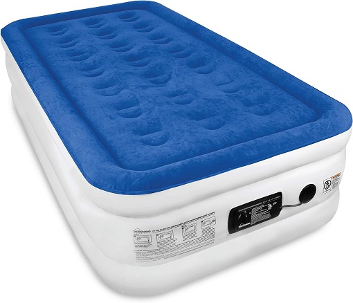 Plush Inflatable Mattress with Built-in Pump, Ideal for Home or Camping