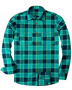 Men's plaid flannel shirt, blue/grey, relaxed fit