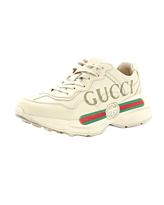 Gucci Rhyton sneakers in neutral printed leather, a statement footwear choice