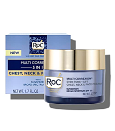 RoC Multi Correxion 5 in 1 Chest, Neck, and Face Moisturizer Cream with SPF 30, for Neck Firming and Wrinkles, Vitamin E & Shea Butter, Oil Free Skin Care, 1.7 Oz
