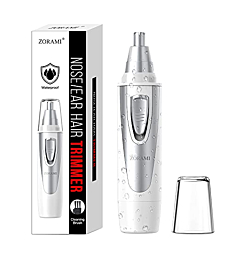 Ear and Nose Hair Trimmer Clipper - 2022 Professional Painless Eyebrow & Facial Hair Trimmer for Men Women, Battery-Operated Trimmer with IPX7 Waterproof, Dual Edge Blades for Easy Cleansing White
