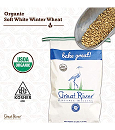 Great River Organic Milling, Whole Grain, Soft White Winter Wheat, Organic, 25-Pounds (Pack of 1)
