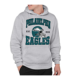 Junk Food Clothing x NFL - Philadelphia Eagles - Team Helmet - Adult Pullover Hooded Sweatshirt for Men and Women - Size 2 X-Large