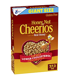 Honey Nut Cheerios Heart Healthy Cereal, Gluten Free Cereal With Whole Grain Oats, Giant Size, 27.2 OZ