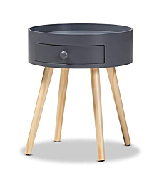 Baxton Studio Jessen 15" Wide Gray Wood 1-Drawer Nightstand