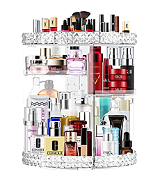 360 Rotating Makeup Organizer Large Capacity Cosmetics Organizer Beauty Organizer Clear Cosmetic Storage Display Case with 8 Layers and Detachable Shelves for Bedroom Dresser