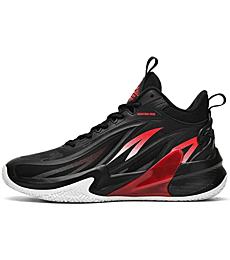 ASHION Mens Basketball Shoes Non Slip Sneakers Professional Basketball Sports Shoes for Men,Black Flame,EU39