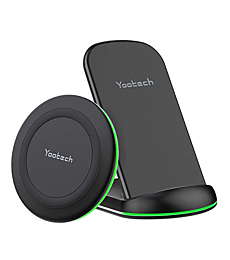 Yootech Wireless Charger,[2 Pack] 10W Max Wireless Charging Pad Stand Bundle,Compatible with iPhone 14/14 Plus/14 Pro/14 Pro Max/13/SE 2022/12/11/X/8,Galaxy S22/S21/S20,AirPods Pro 2 (No AC Adapter)