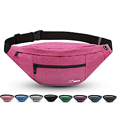 CCidea Fanny Pack For Women Men, Crossbody Bag For Workout Hiking Traveling Running Skiing,Fashion Waterproof Crossbody Purse With 4-Zipper Pockets (Rose)