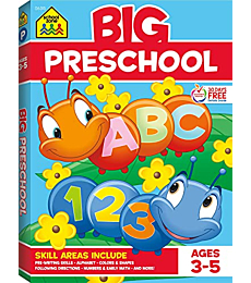 School Zone - Big Preschool Workbook - 320 Pages, Ages 3 to 5, Colors, Shapes, Numbers, Early Math, Alphabet, Pre-Writing, Phonics, Following Directions, and More (School Zone Big Workbook Series)