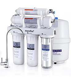 COMFEE’ 5-Stage Reverse Osmosis System, NSF Certified Water Filter System Under Sink, Easy DIY Installation, Ultra Safe Drinking Water Filtration System, Leak-Free RO System, Quiet Operation, 75 GPD