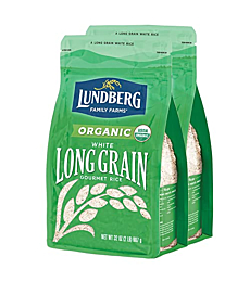 Lundberg Family Farms - Organic White Long Grain Rice, Subtle Flavor, Remains Separate When Cooked, Pantry Staple, Bulk Rice, Gluten-Free, Non-GMO, USDA Certified Organic, Vegan (32 oz, 2-Pack)