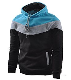 Mooncolour Men's Novelty Color Block Hoodies Cozy Sport Autumn Outwear Black/Grey/Blue M Black US Medium