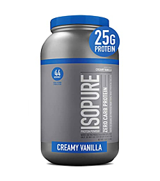 Isopure Creamy Vanilla Whey Isolate Protein Powder with Vitamin C & Zinc for Immune Support, 25g Protein, Zero Carb & Keto Friendly, 3 Pounds (Packaging May Vary)