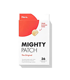 Mighty Patch Original from Hero Cosmetics - Hydrocolloid Acne Pimple Patch for Covering Zits and Blemishes, Spot Stickers for Face and Skin, Vegan-friendly and Not Tested on Animals (36 Count)