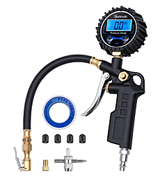 AstroAI Digital Tire Pressure Gauge with Inflator, 250 PSI Air Chuck and Compressor Accessories Heavy Duty with Quick Connect Coupler, 0.1 Display Resolution, Car Accessories for SUV, Truck, RV
