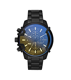 Diesel Men's 48mm Griffed Quartz Stainless Steel Chronograph Watch, Color: Black (Model: DZ4529)