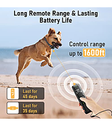 Dog Training Collar - 2 Dogs Shock Collar for Large Dog with Remote 1600ft, 3 Training Modes, Rechargeable IPX7 Waterproof Electric Dog Collar for Small Medium Large Dogs