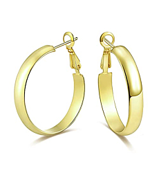 wowshow Chunky Gold Hoop Earrings 14K Gold Plated Gold Hoops for Women