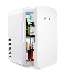 Mini Fridge, Potiry 6 Liter AC/DC Portable Thermoelectric Cooler and Warmer Mini Fridge for Bedroom Car Home Travel Mini Refrigerator for Skin Care Foods Medications