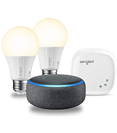 Echo Dot (3rd Generation) - Charcoal with 2 Smart Bulb Kit by Sengled